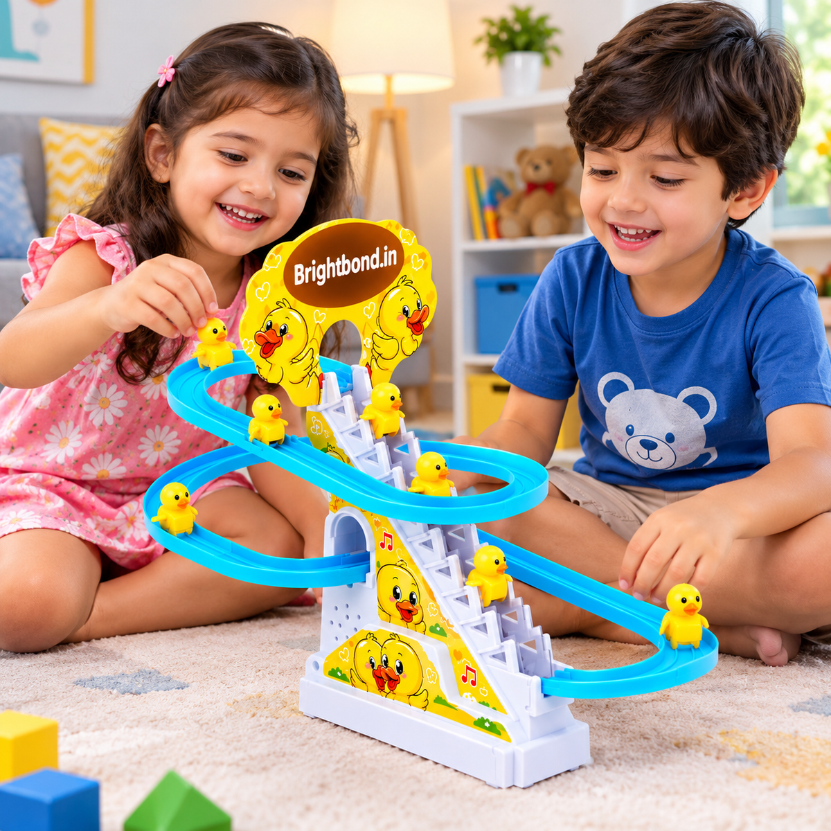 Brightbond Kids Duck Family Spiral Slide Toy – Interactive Multi-Level Track with Cute Duck Figures, Colorful Educational Playset for Children