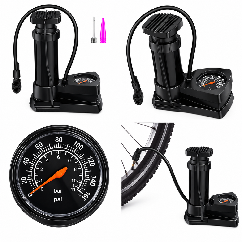 Heavy-Duty Floor Pump with Pressure Gauge