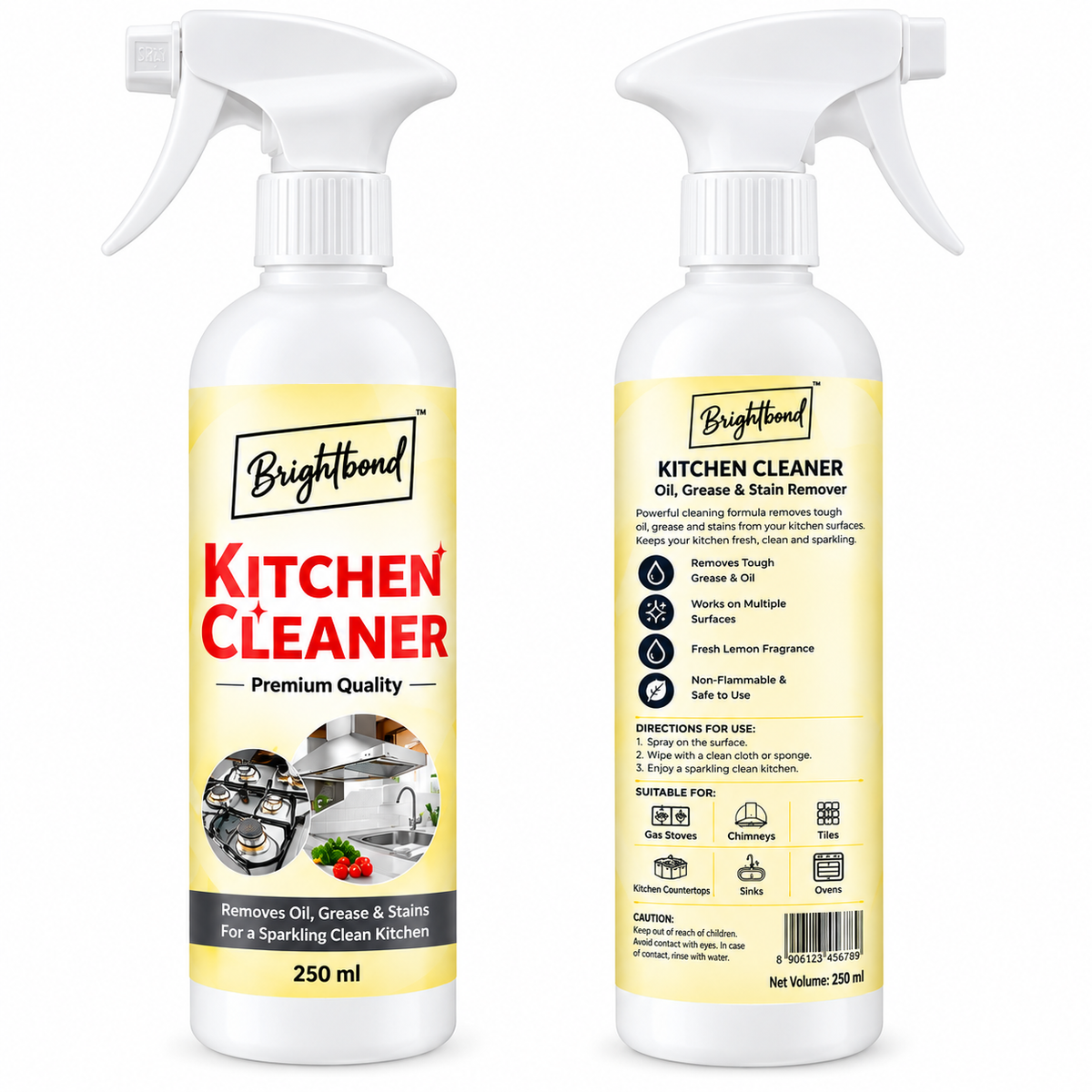 Kitchen Cleaner Spray – Powerful Grease, Oil & Stain Remover for Gas Stoves, Sinks, Tiles & Countertops
