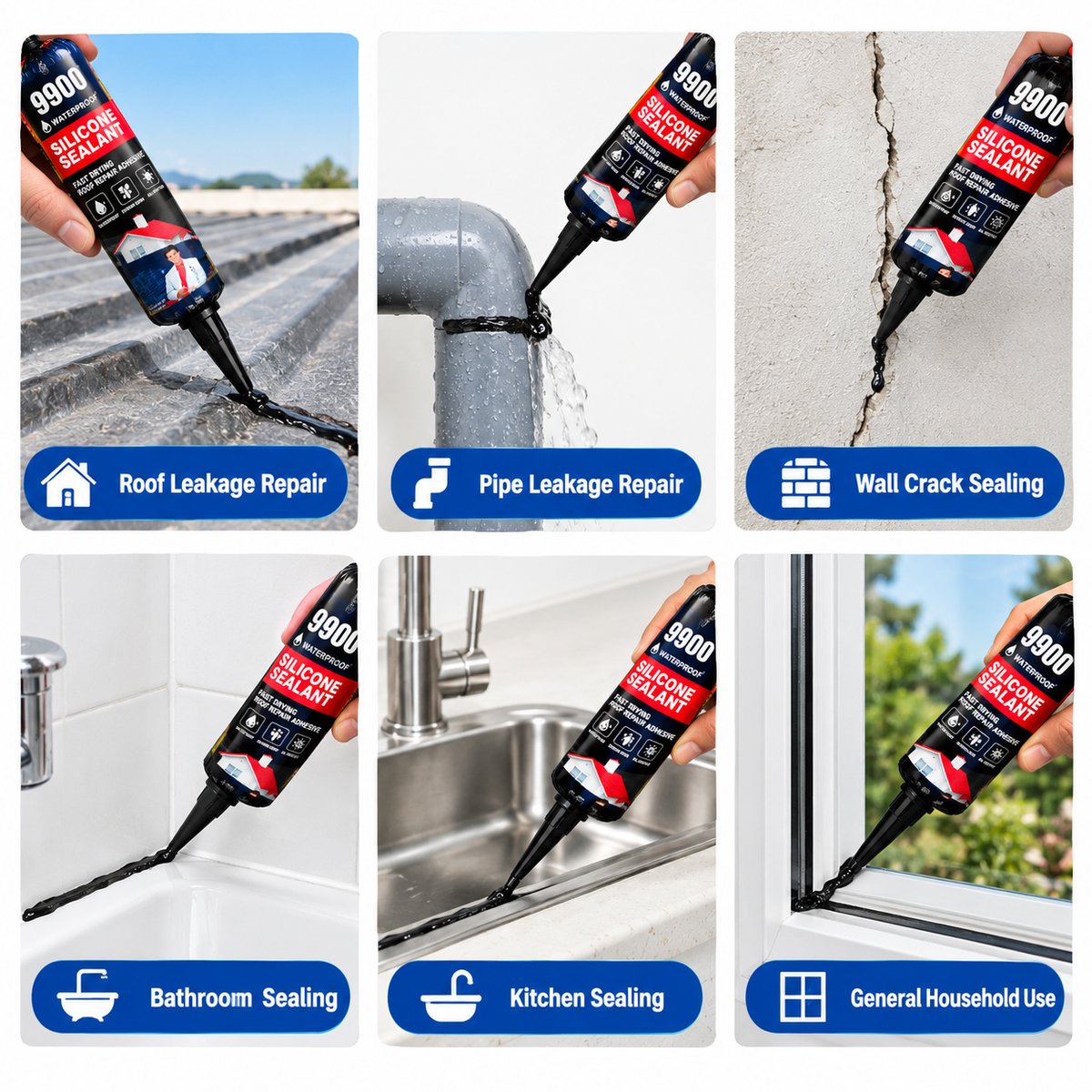Waterproof Silicone Sealant – Multi-Purpose Leak & Crack Repair Adhesive