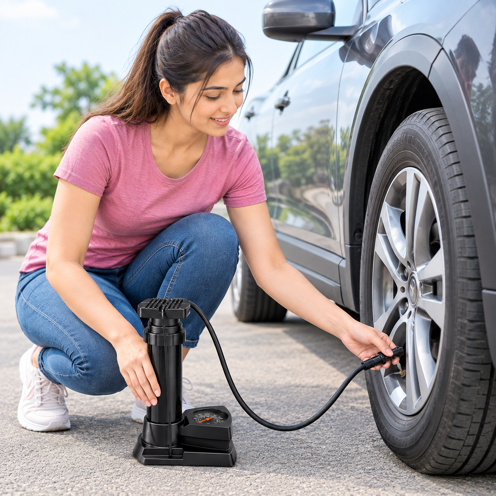 Heavy-Duty Floor Pump with Pressure Gauge
