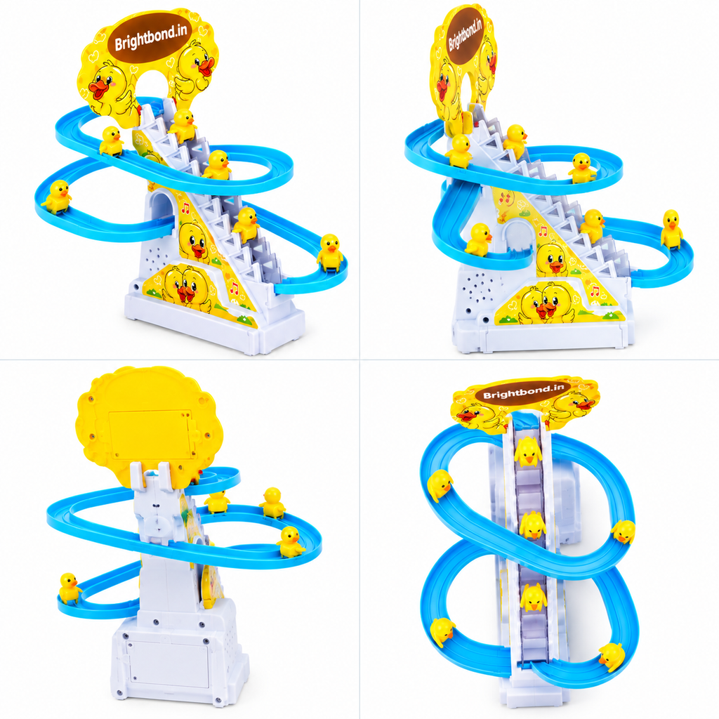 Brightbond Kids Duck Family Spiral Slide Toy – Interactive Multi-Level Track with Cute Duck Figures, Colorful Educational Playset for Children