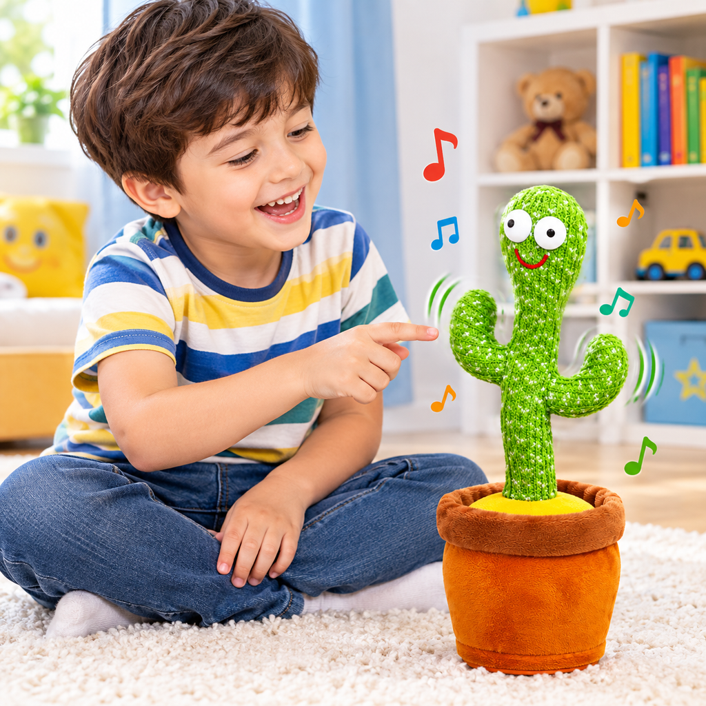 Dancing Cactus Plush Toy – Singing, Talking & Dancing Interactive Cactus Toy with USB Cable for Kids