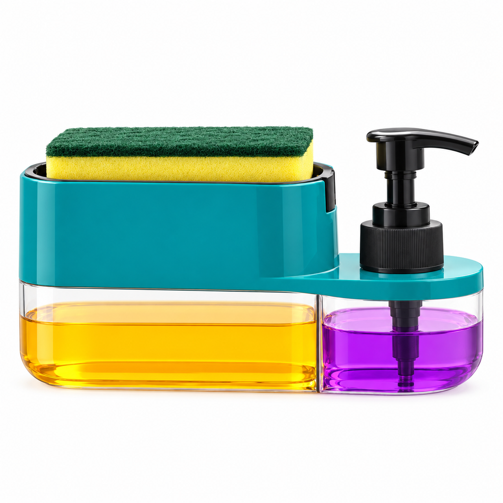 3-in-1 Dish Scrubber & Soap Dispenser