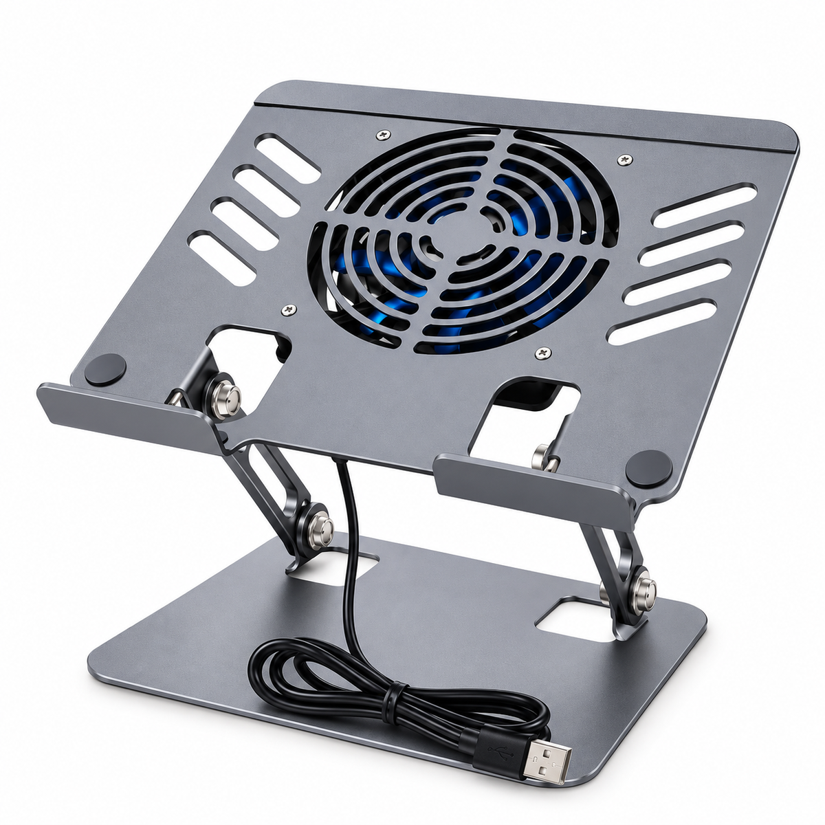 Adjustable Laptop Cooling Stand with USB Fan | Ergonomic Laptop Holder for Desk, Office & Home